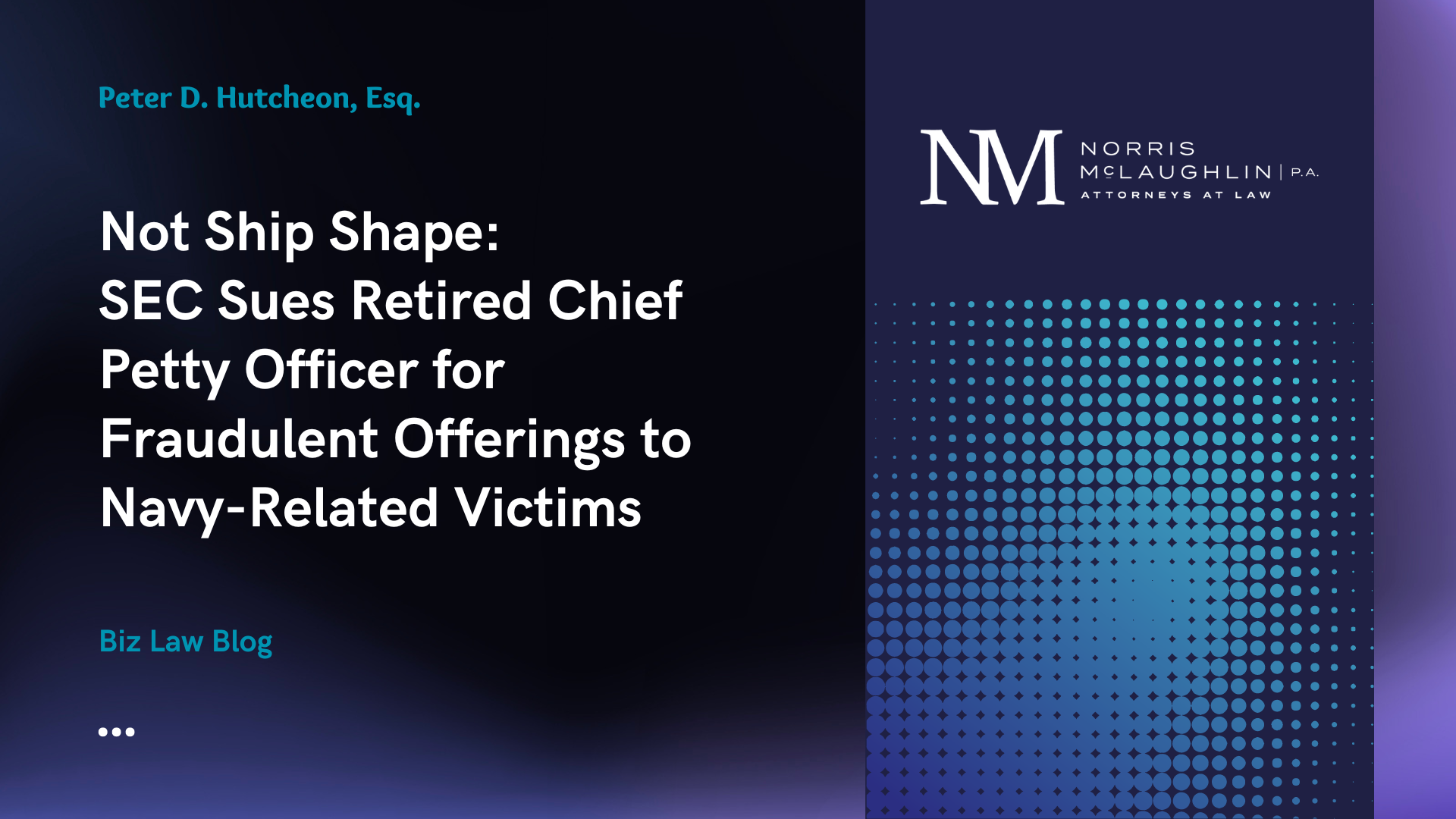 Not Ship Shape: SEC Sues Retired Chief Petty Officer for Fraudulent Offerings to Navy-Related Victims