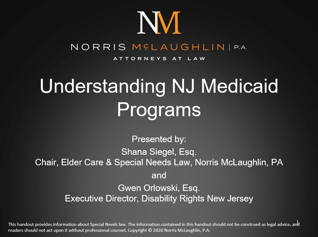 Special Needs Spotlight Webinar Series: Understanding NJ Medicaid for Individuals With Disabilities