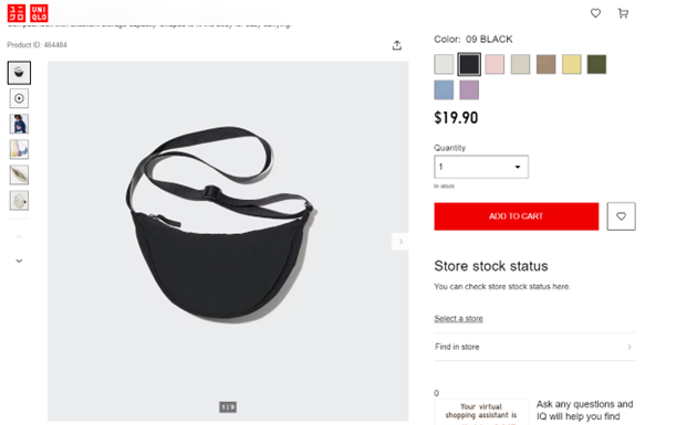 Screenshot of Round Mini Should Bag in stock (Uniqlo.com)