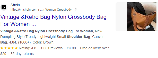Screenshot of Deleted Shein Vintage & Retro Crossbody Bag for Women (shein.com)