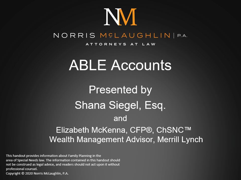Special Needs Spotlight Webinar Series: When and How to Use an ABLE Account