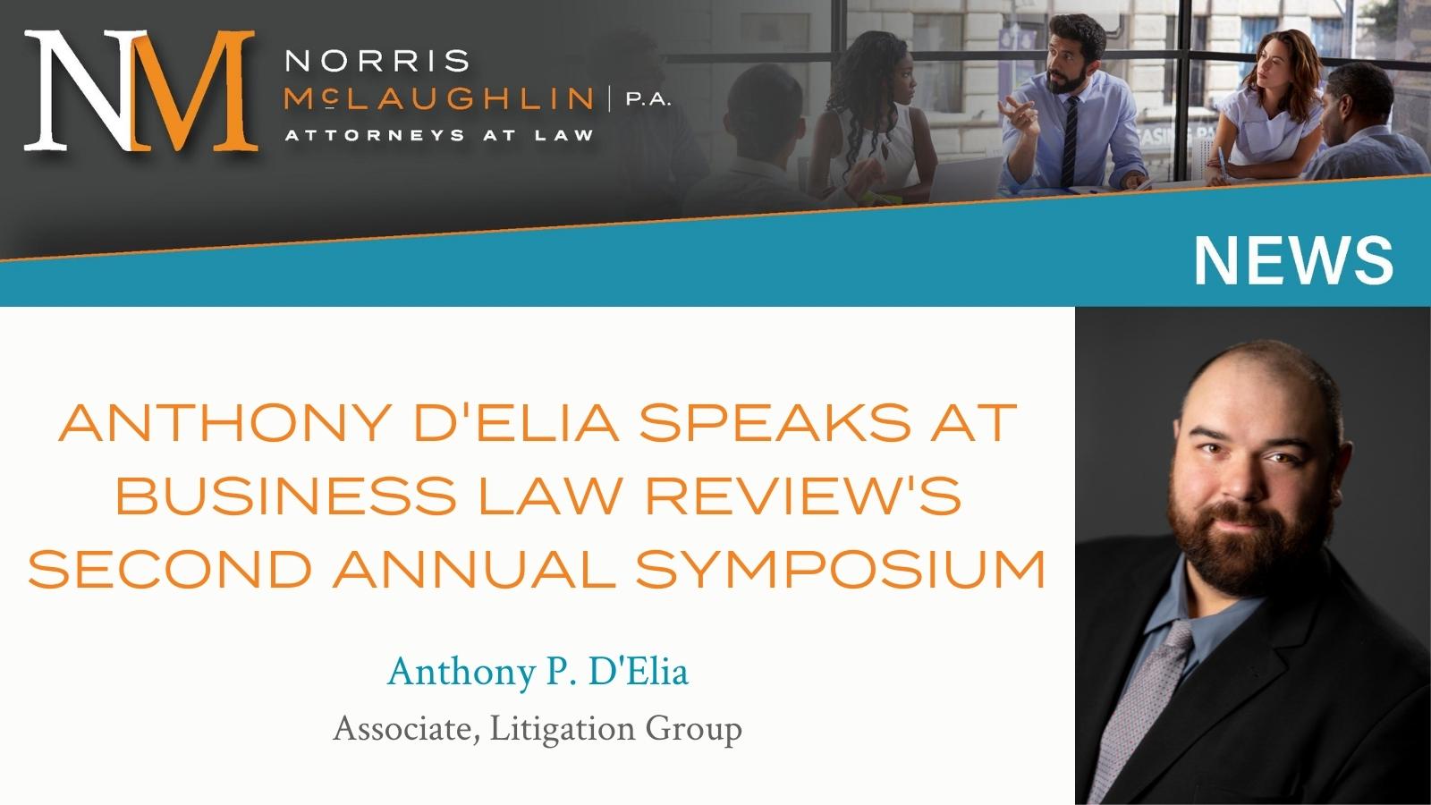 Anthony D’Elia Speaks at the Business Law Review’s Second Annual Symposium