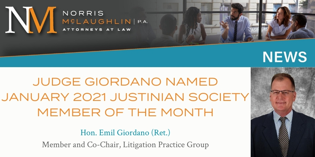 Judge Giordano Named January 2021 Justinian Society Member of the Month