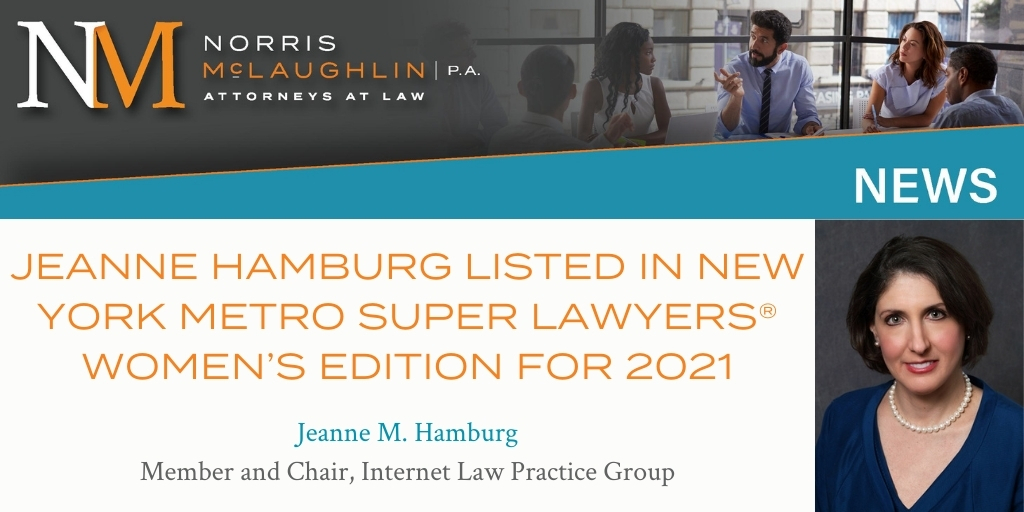 Jeanne Hamburg Listed in New York Metro Super Lawyers® Women’s Edition for 2021